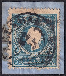 Austria - 1858 - Scott #11 - used on piece - CARLSBAD pmk Czech Republic