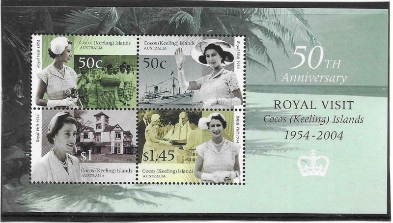 2004    COCOS (KEELING) ISLANDS  -  SG.  MS 405  -  ROYAL VISIT  -  MNH