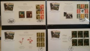 1995 FDC National Trust All Booklet Panes Oakham Windermere Erddig House SHS 