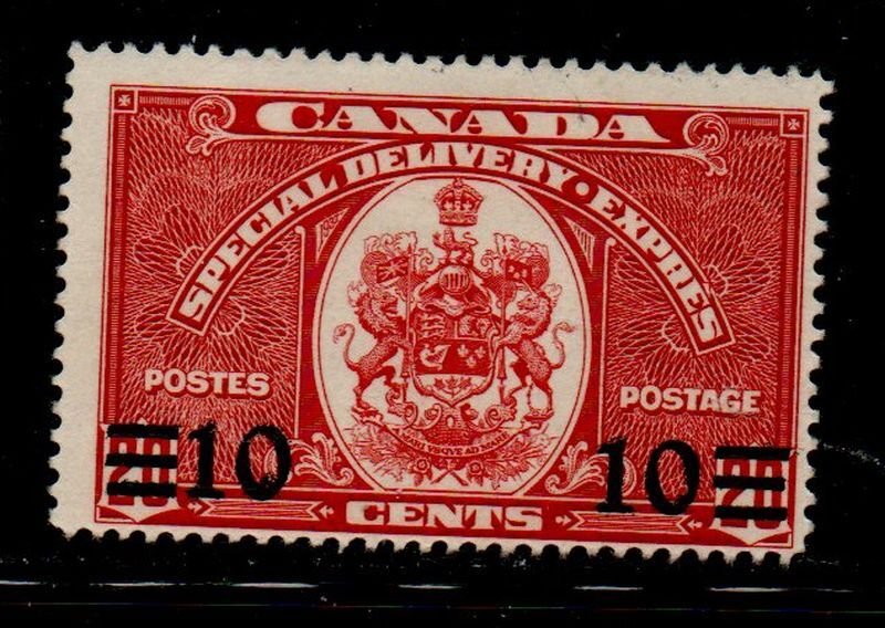 Canada Sc E 9 1939 10 cent on 20 cent dark carmine Special  Delivery stamp mint