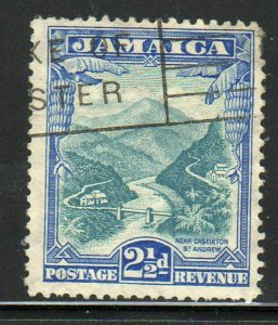 JAMAICA #107  1938  2 1/2p  KING GEORGE VI & CASTLETON    F-VF  USED  b