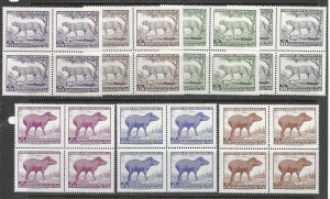 Paraguay 594-7, C291-3 MNH Puma cpl. set in block of 4, vf. 2022 CV $ 67.60