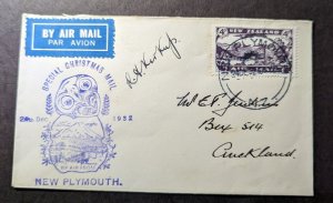 1932 New Zealand Cover Special Christmas Eve Flight New Plymouth to Auckland