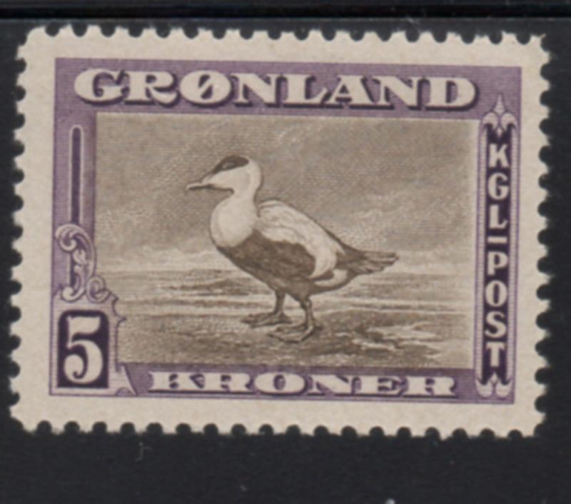 Greenland Sc 18 1945 5 kr Eider Duck stamp mint