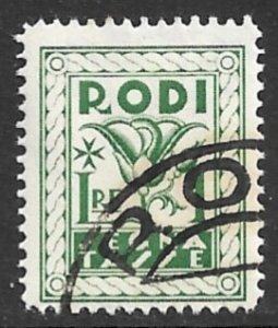 ITALY AEGEAN ISLANDS RHODES GREECE 1934 1L POSTAGE DUE Sc J8 VFU