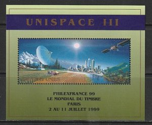 1999 UN-Geneva - Sc 342a - MNH VF - Mini sheet ovptd- Unispace III