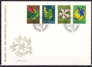 Liechtenstein, Scott cat. 481-484. Flowers & Orchid issue. First day cover.^