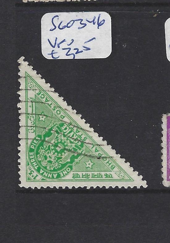 INDIA NATIVE STATE  BHOPAL  (P1308B)  TRIANGLE STAMP SG O346    VFU