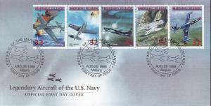 Marshall Islands 1998 Legendary Aircraft  US Navy (25) 5 First Day Covers VF+