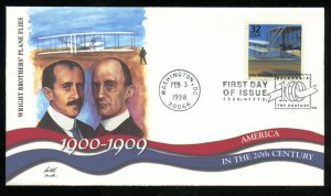 US 3182g Celebrate Century 1900s, Kitty Hawk UA Fleetwood cachet FDC