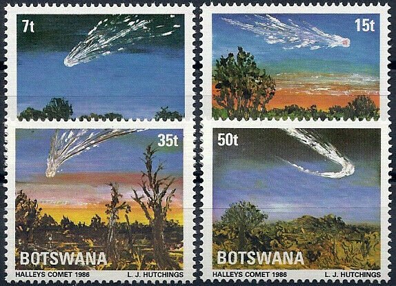 1986 Botswana Halley´s Comet, Space, complete set VF/MNH, CAT 16$