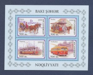 AZERBAIJAN - Scott 700 - MNH S/S -  Bus, Trolley, Horse - 1999