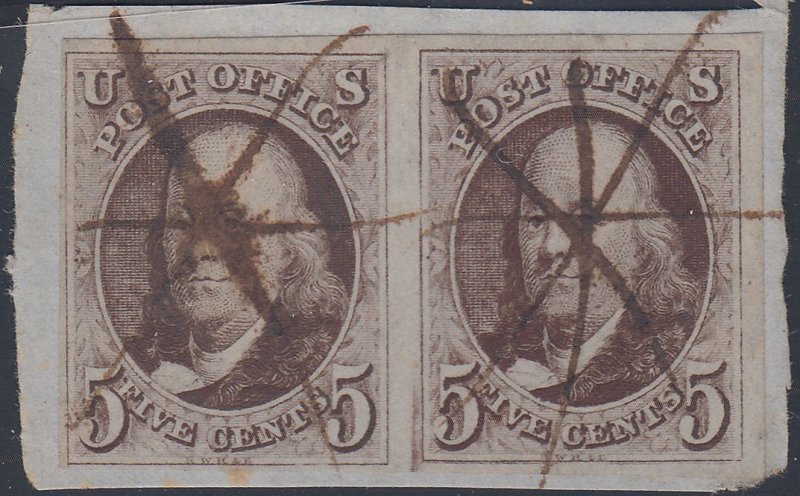 U.S.  1a 1847 Dble. Transfer  Used pair, Nice B (121222)