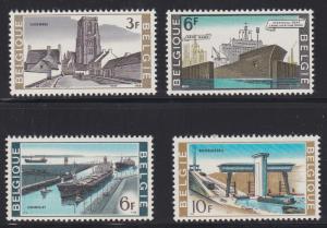 Belgium # 708-711, Ships and Locks, NH, 1/2 Cat.