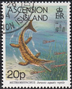 Ascension 1994 used Sc #581 20p Metriorhynchus Hong Kong 94 emblem