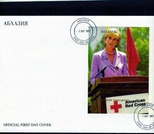 Abkhazia 1997 PRINCESS DIANA AMERICAN RED CROSS s/s Imperforated in FDC VF