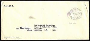 NORFOLK IS 1962 Official mail cover to Australia...........................97408