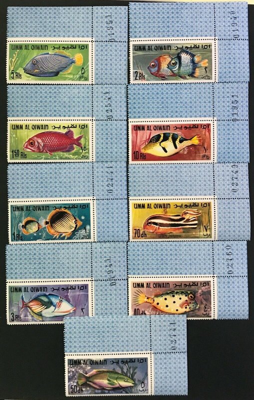 Umm Al Qiwain #95-112 Tropical Fish Number Singles - MNH