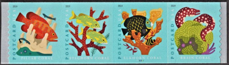 US 5367-US 5370 MNH VF 35 Cent PNC #P111111 Coral Reefs Coil Strip of 4