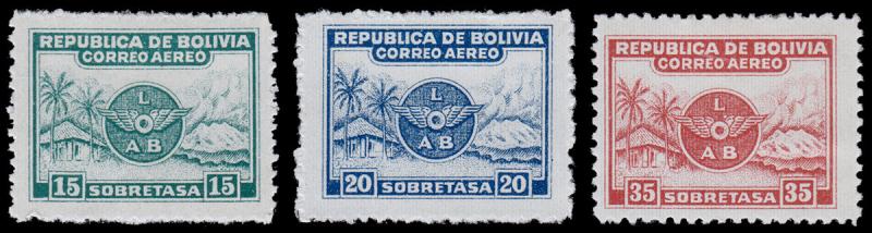 Bolivia Scott C8-10 (1928) Mint H VF Complete Set, CV $9.75