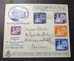 1937 Dutch East Indies Souvenir Cover Bandoeng to Medati League of Nations