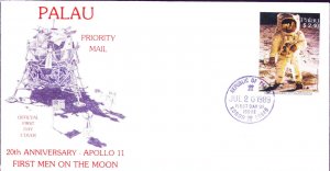 Palau 1989 Priority Mail - FDC - Scott #219 Apollo 11 Anniversary