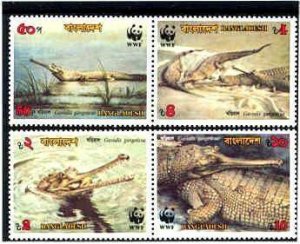 Bangladesh Mi.323-26/MNH VF WWF/Crocodiles/1990