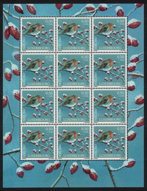 Luxembourg Robin Bird Christmas 1v Sheetlet of 12 stamps SG#1791