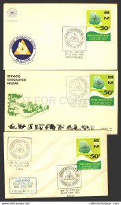 Military map geography 3 different cachets & postmarks - Uruguay FDC cover  A...