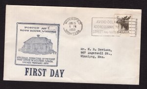 Canada #323 (1953 Moose issue)  addressed unlisted cachet FDC
