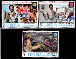 LIBERIA Scott 516-518 Used CTO Expo70 short set