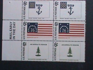 ​UNITED STATES-1968 -SC#1347-9 HISTORIC FLAGS BLOCK OF 6 WITH EDGE-MNH VF
