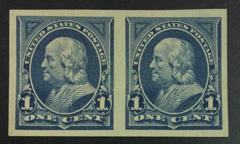 MOMEN: US STAMPS #264P5 PLATE PROOF PAIR IMPERF MINT OG H XF PF CERT LOT #73376