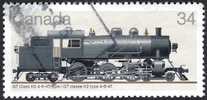 Canada #1071 34¢ Canadian Locomotives - GT Class K2 4-6-4T Type (1985). Used.