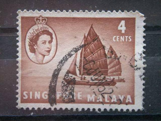 SINGAPORE, 1955, used 4c, Scott 30