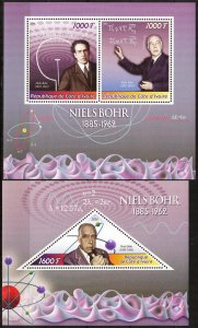 Ivory Coast 2016 Famous Scientists Niels Bohr 2 S/S MNH