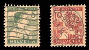 Switzerland #B2-3 Cat$116, 1915 Semi-Postals, set of two, used