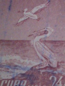 ​CUBA-LARGE PICTORIAL CUBA BIRDS ON VERY OLD CUBA USED STAMP-VERY FINE