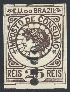 Brazil 1900 Revenue CONSUMPTION 25r Brown F/VF Used-