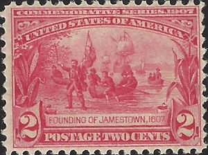 US Scott #329 MNH OG VF 2 Cent 1907 Jamestown Exhibition Stamp