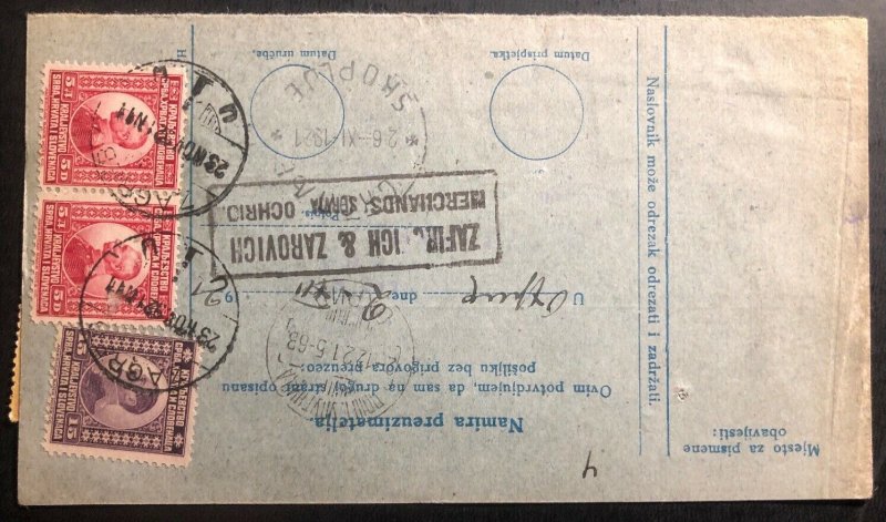 1921 Zagreb Yugoslavia Stationery Parcel receipt Cover To  Ohrid Serbia