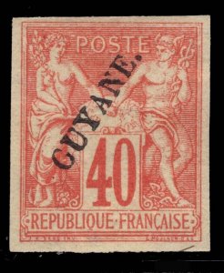 MOMEN: FRENCH GUIANA SC # 15 1892 IMPERF MINT OG H SIGNED $175 LOT #68889*