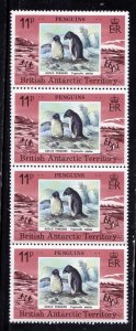 British Antarctic Territory stamps #73-75, MNH,  Penguins, strips, CV $42.00