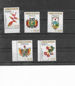 BOLIVIA 2001 PATRIOTIC SYMBOLS NATIONAL EMBLEMS COATS FLOWERS COMPLETE SET MINT