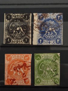 Iran / Persia Scott # 11-14 used complete set 1875 (types identified, see pics)