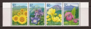 2005 Japan - Sc Z672a - MNH VF - Strip of 4 - Flowers