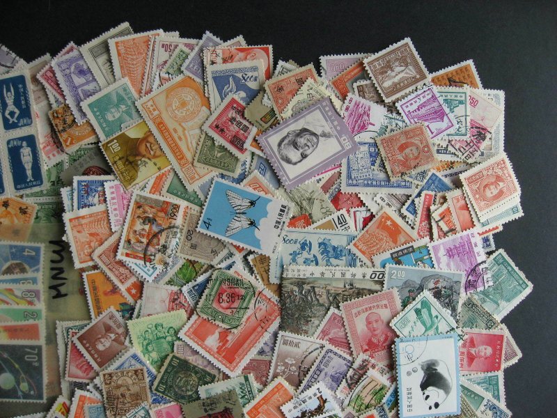 China & PRC 500 a quadruple sized elusive mixture (duplicates, mixed condition)