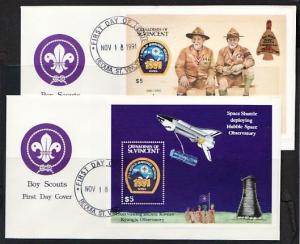 St. Vincent, Grenadines. Scott cat. 803-804. Scout Jamboree. 2 First day covers.