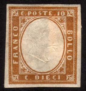 1855, Italy Sardinia, 10c, Vittorio Emanuele II, MH, Sc 11
