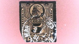 1878 Chile 5 Centavos Imperforate left corner bottom cut